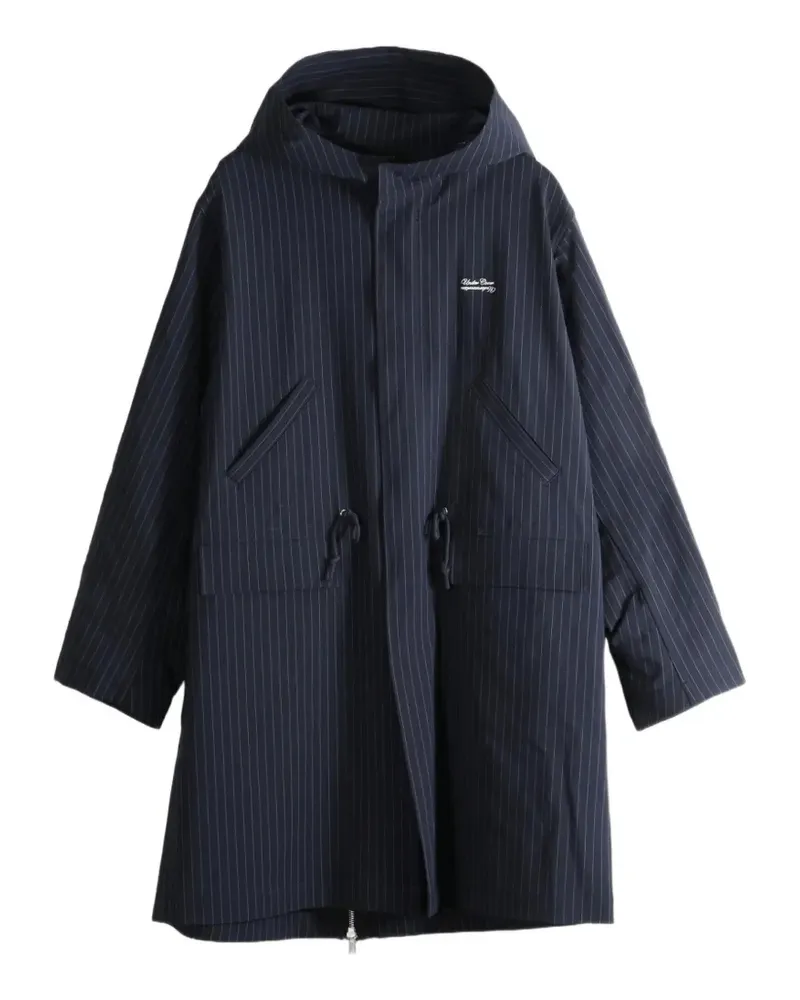 Undercover pinstripe-pattern hooded coat - Blau Blau