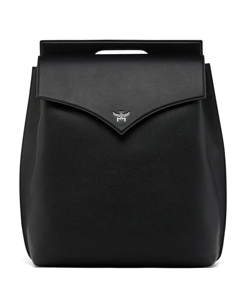 MCM Rucksack mit Logo-Schild - Schwarz Schwarz