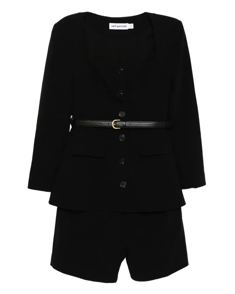 Self-Portrait Jumpsuit mit eckigem Ausschnitt - Schwarz Schwarz
