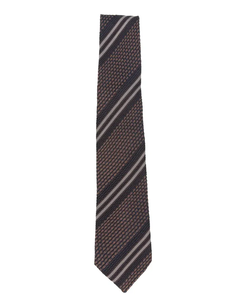 Tagliatore diagonal-stripe waffle-knit tie - Blau Blau