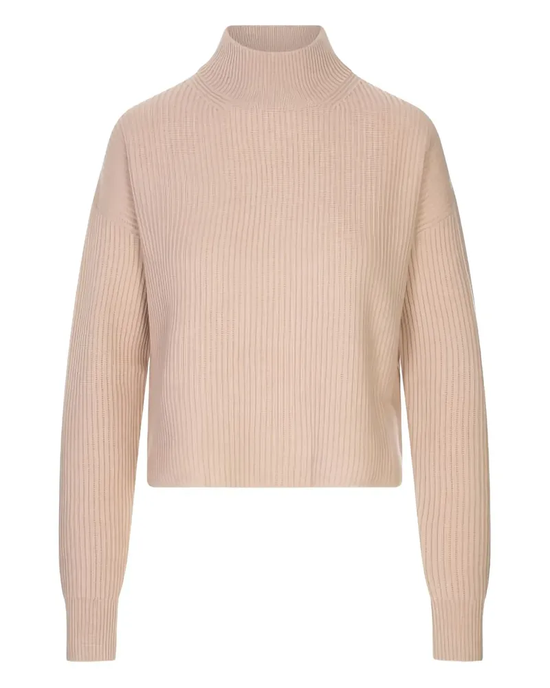 Max Mara Gerippter Pullover mit Stehkragen - Nude Nude