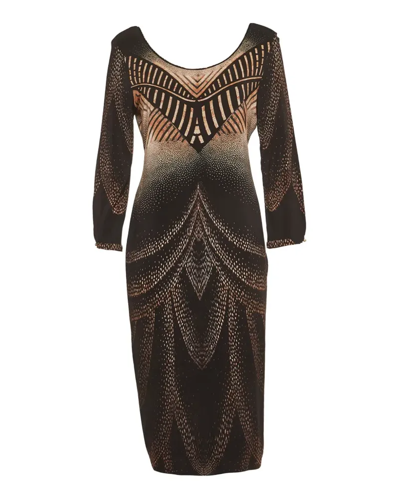Roberto Cavalli Midikleid mit Print - Schwarz Schwarz