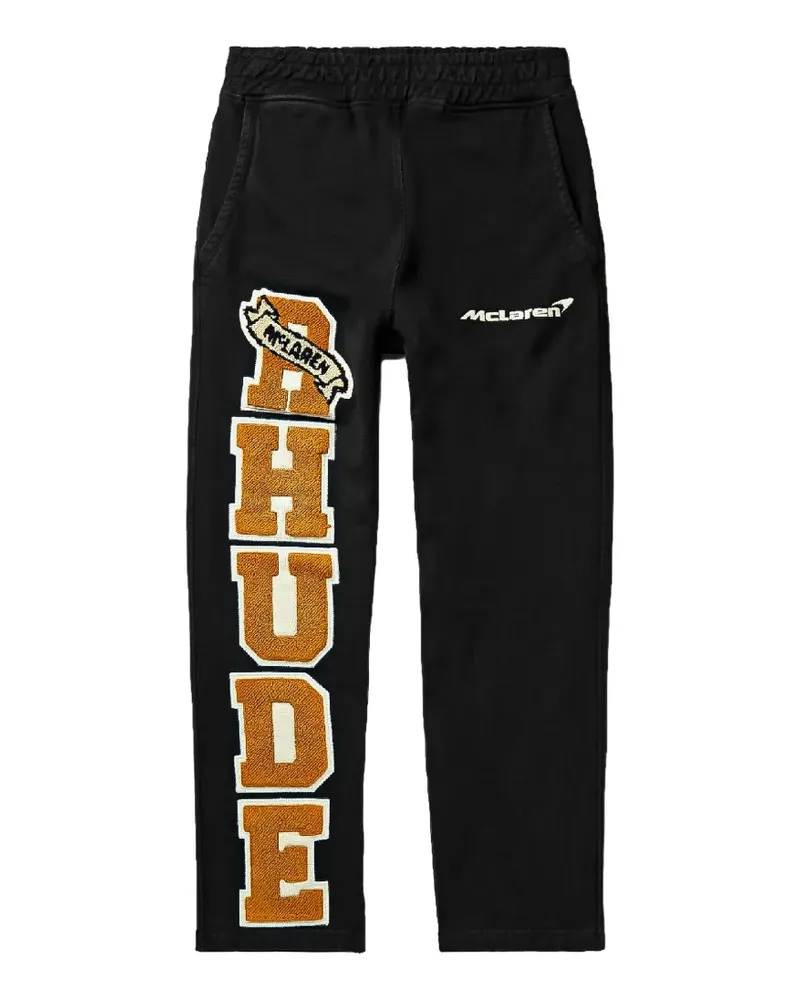 RHUDE McLaren chenille-patch track pants - Schwarz Schwarz