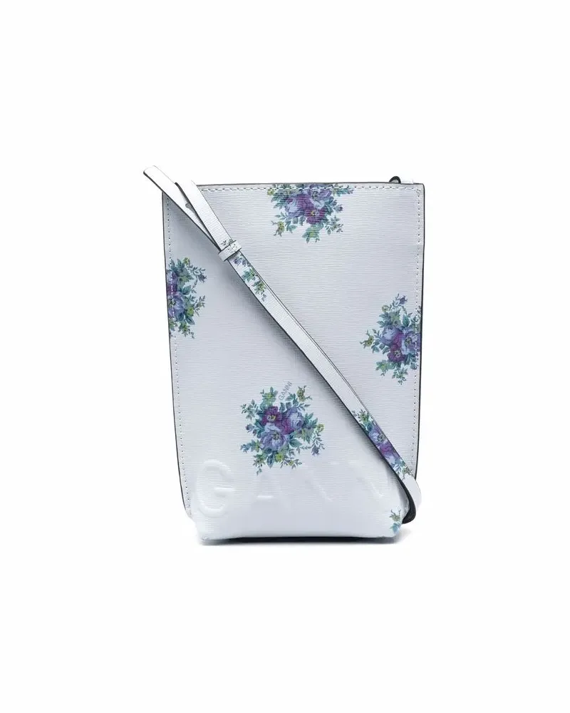 Ganni Umhängetasche mit Blumen-Print - Blau Blau
