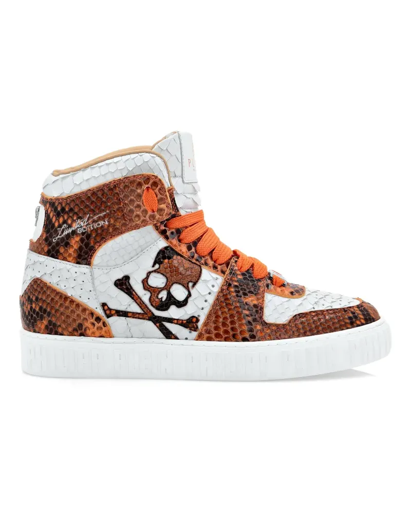 Philipp Plein python-leather Skull sneakers - Braun Braun