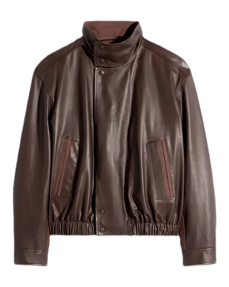 Christophe Lemaire leather bomber jacket - Braun Braun