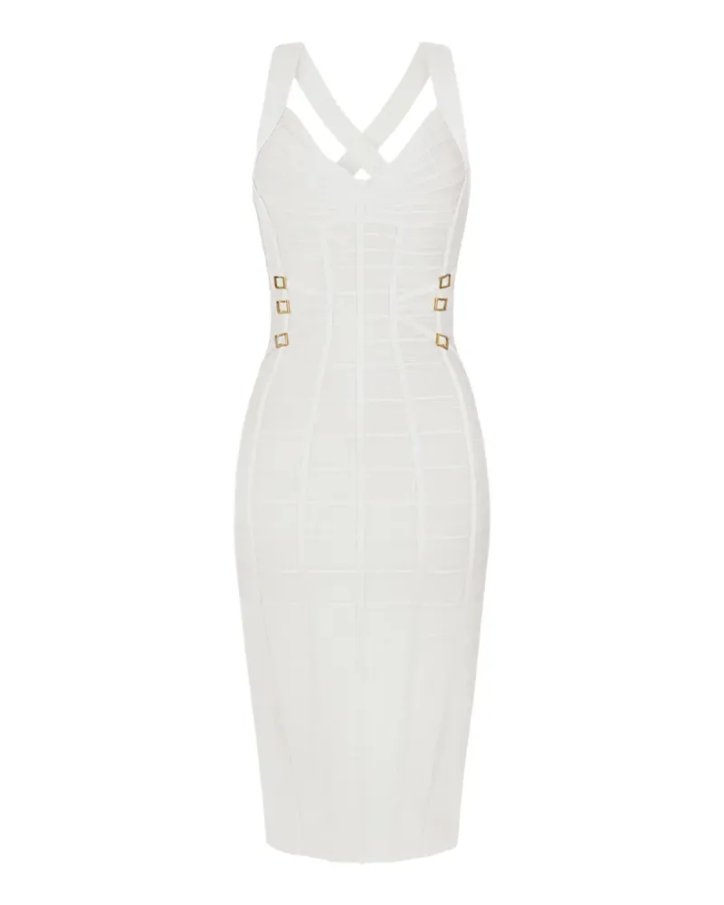 Elisabetta Franchi 3D knit pencil midi dress - Weiß Weiß