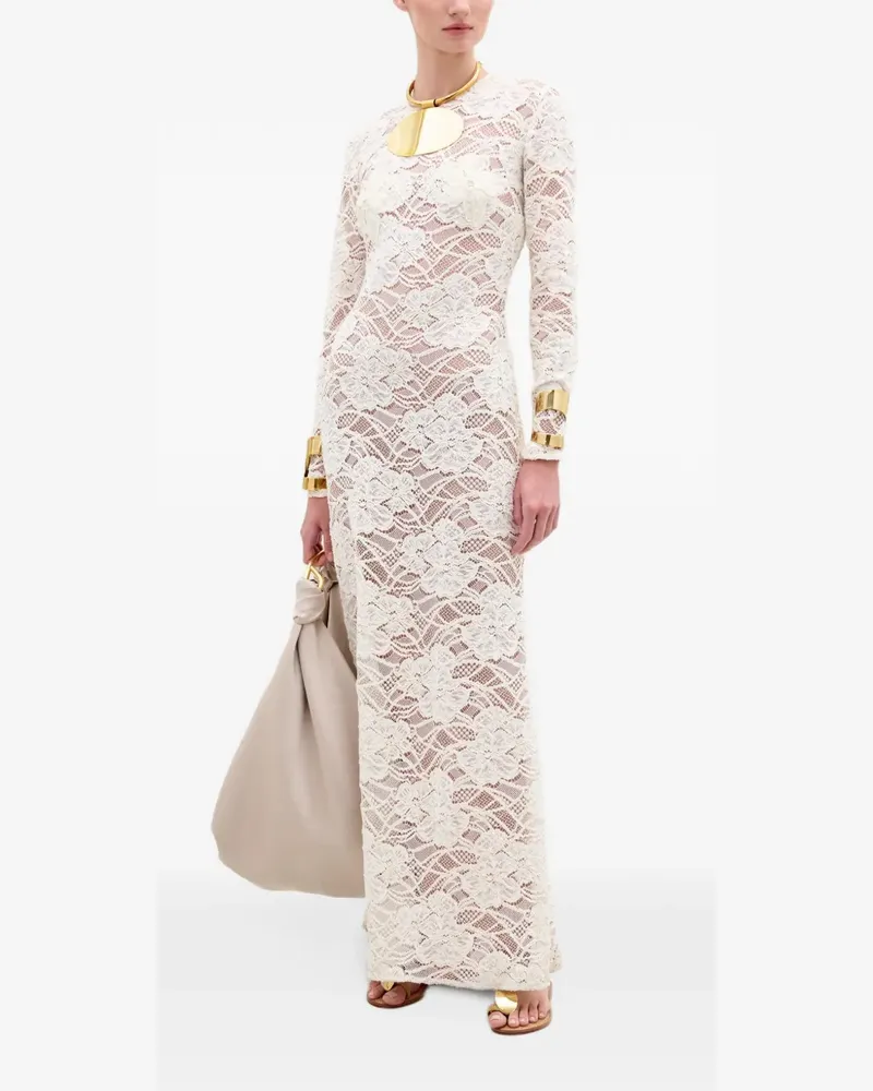 Silvia Tcherassi Ida flower-lace maxi dress - Weiß Weiß