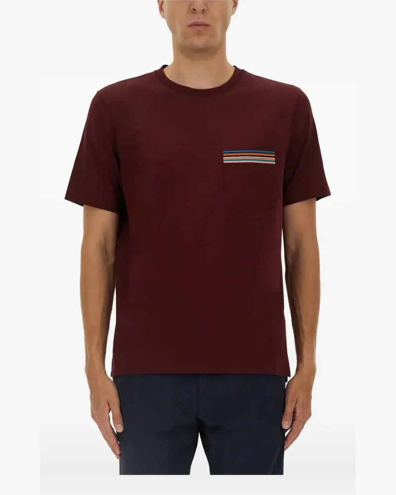 Paul Smith T-Shirt mit gestreifter Tasche - Rot Rot