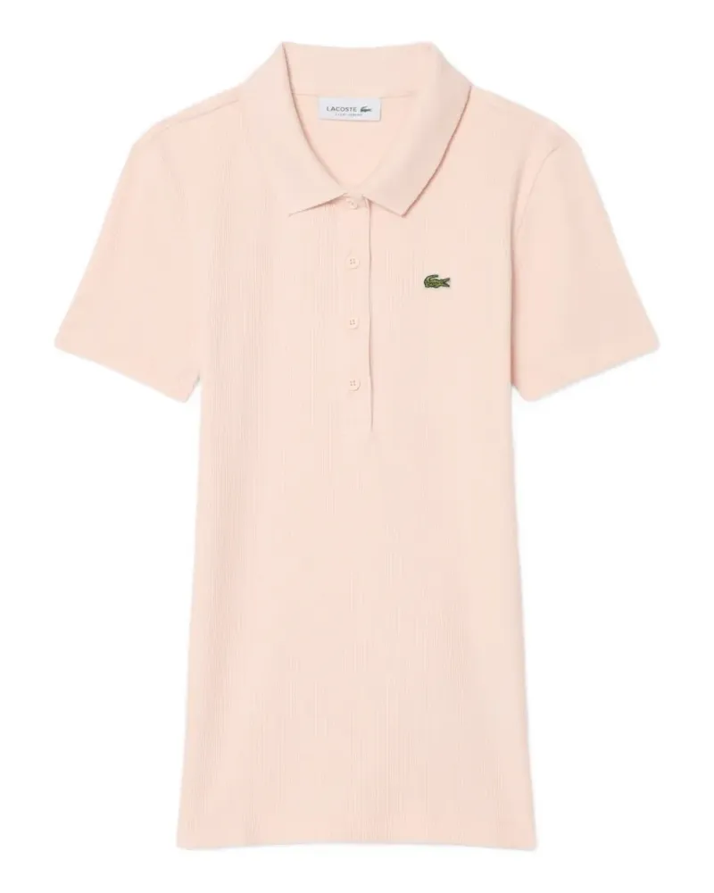 Lacoste Geripptes Poloshirt mit Logo-Patch - Rosa Rosa