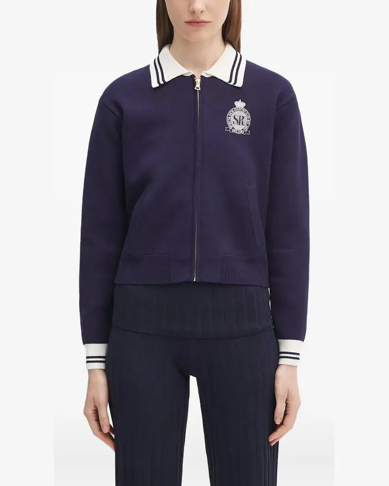 SPORTY & RICH Cardigan mit Logo-Patch - Blau Blau