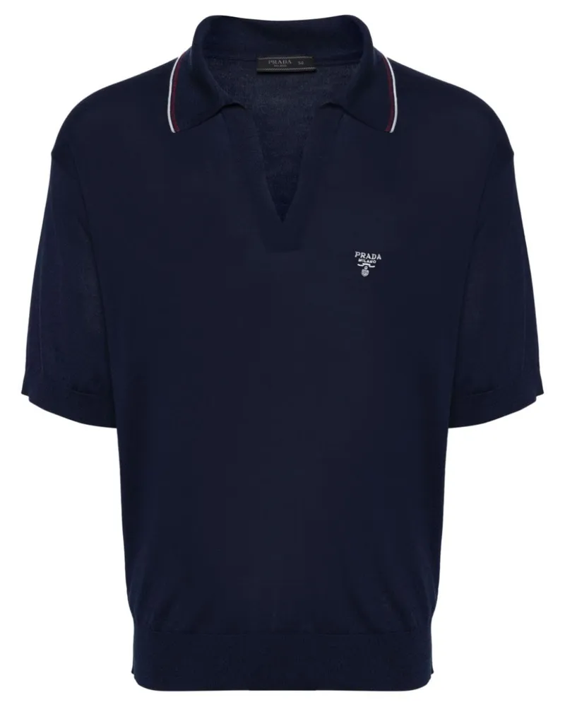 Prada Poloshirt mit Logo-Stickerei Blau