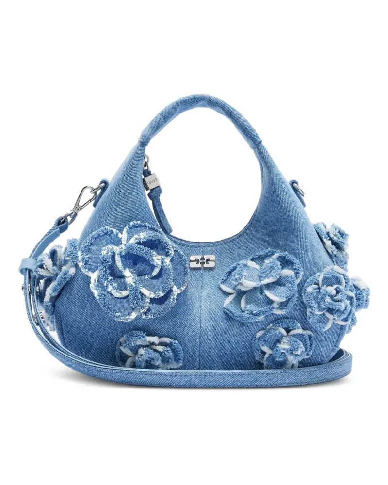 Ganni Handtasche mit Blumenapplikation - Blau Blau