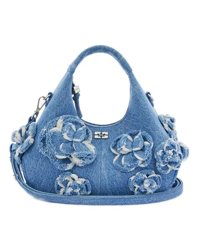 Ganni Handtasche mit Blumenapplikation - Blau Blau