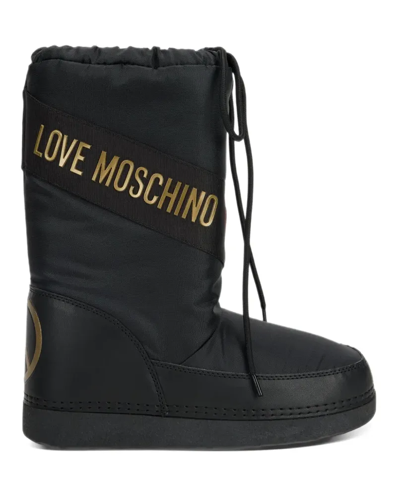 Moschino logo-print drawstring boots - Schwarz Schwarz