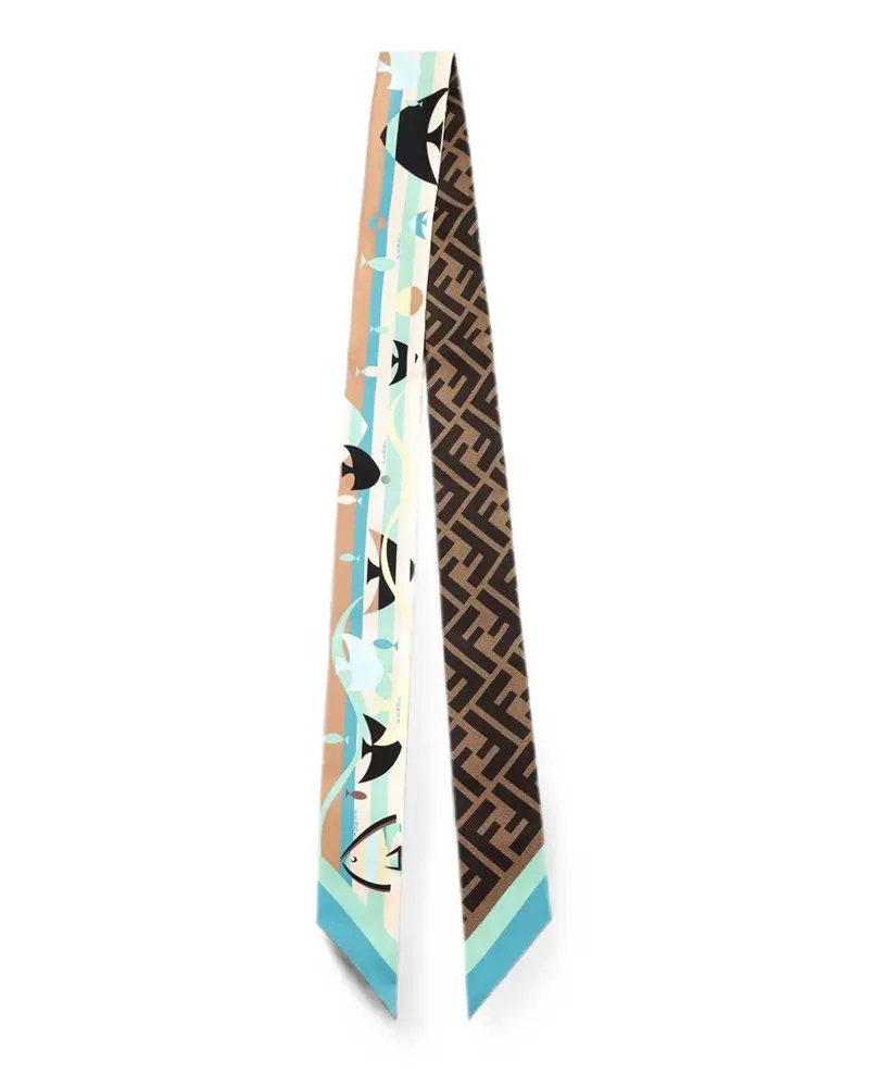 Fendi Wrappy fish-print silk scarf - Blau Blau
