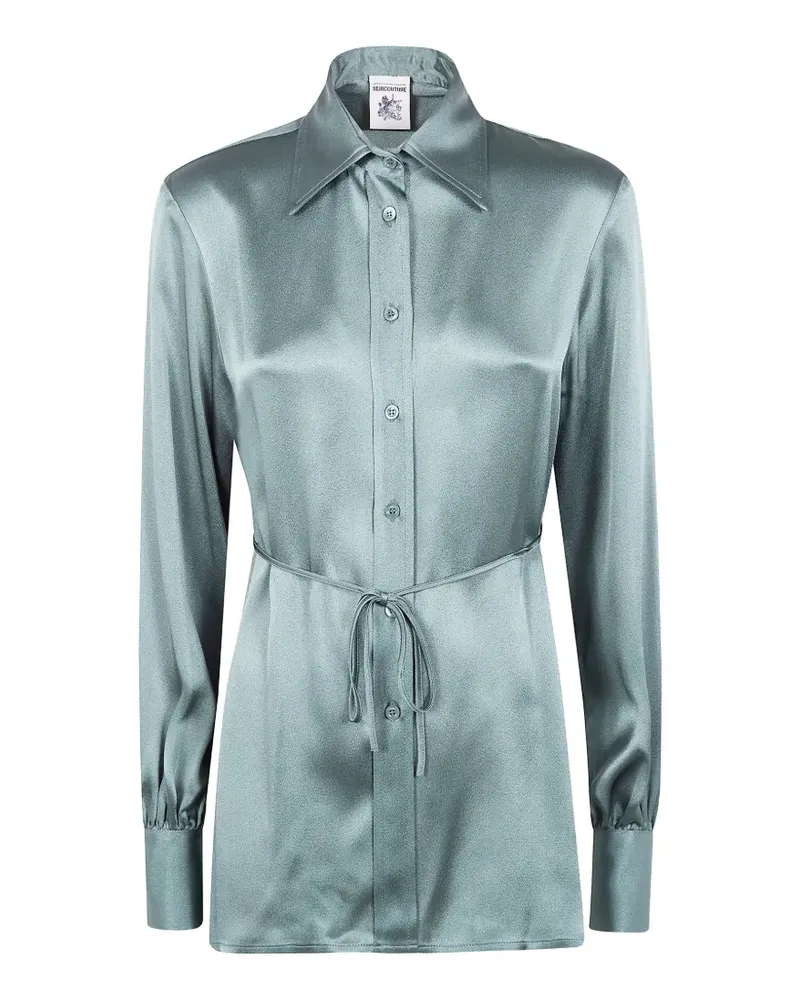 Semicouture tie-waist long-sleeve shirt - Blau Blau