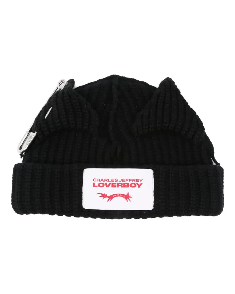Charles Jeffrey Loverboy Beanie mit Sicherheitsnadel - Schwarz Schwarz