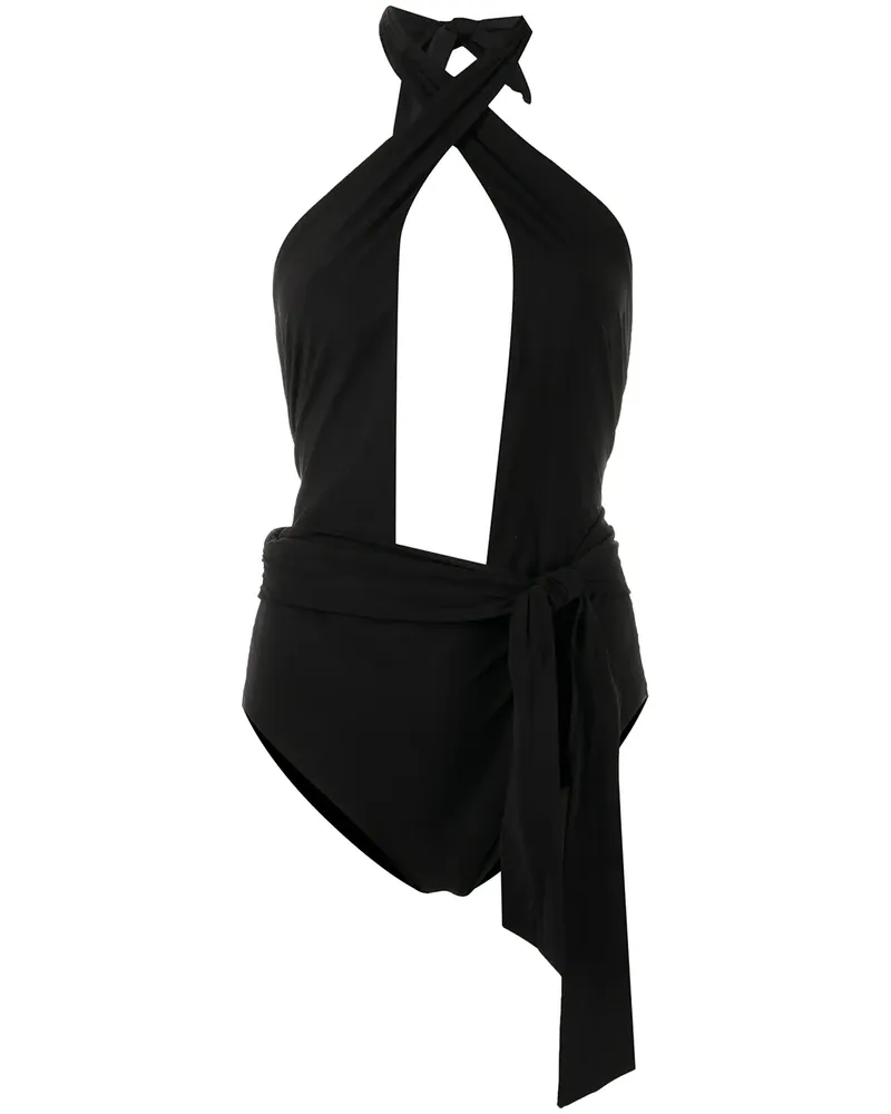 Tory Burch Neckholder-Badeanzug - Schwarz Schwarz
