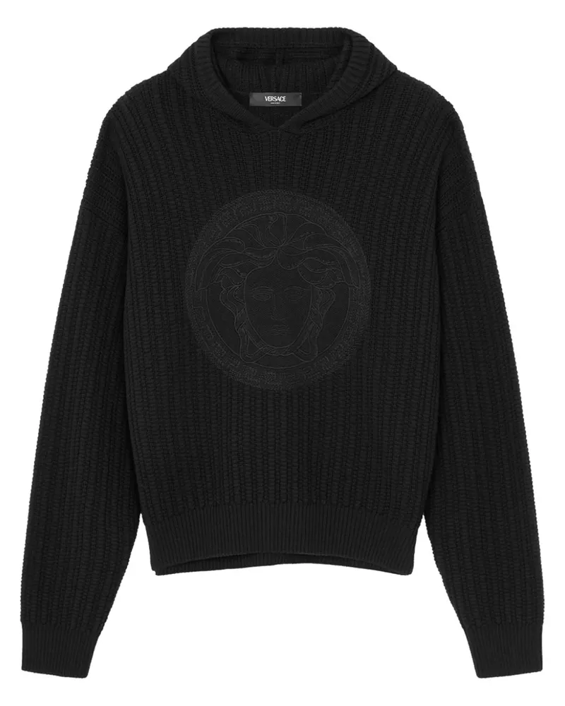 Versace Zopfmuster-Hoodie mit Medusa-Stickerei - Schwarz Schwarz
