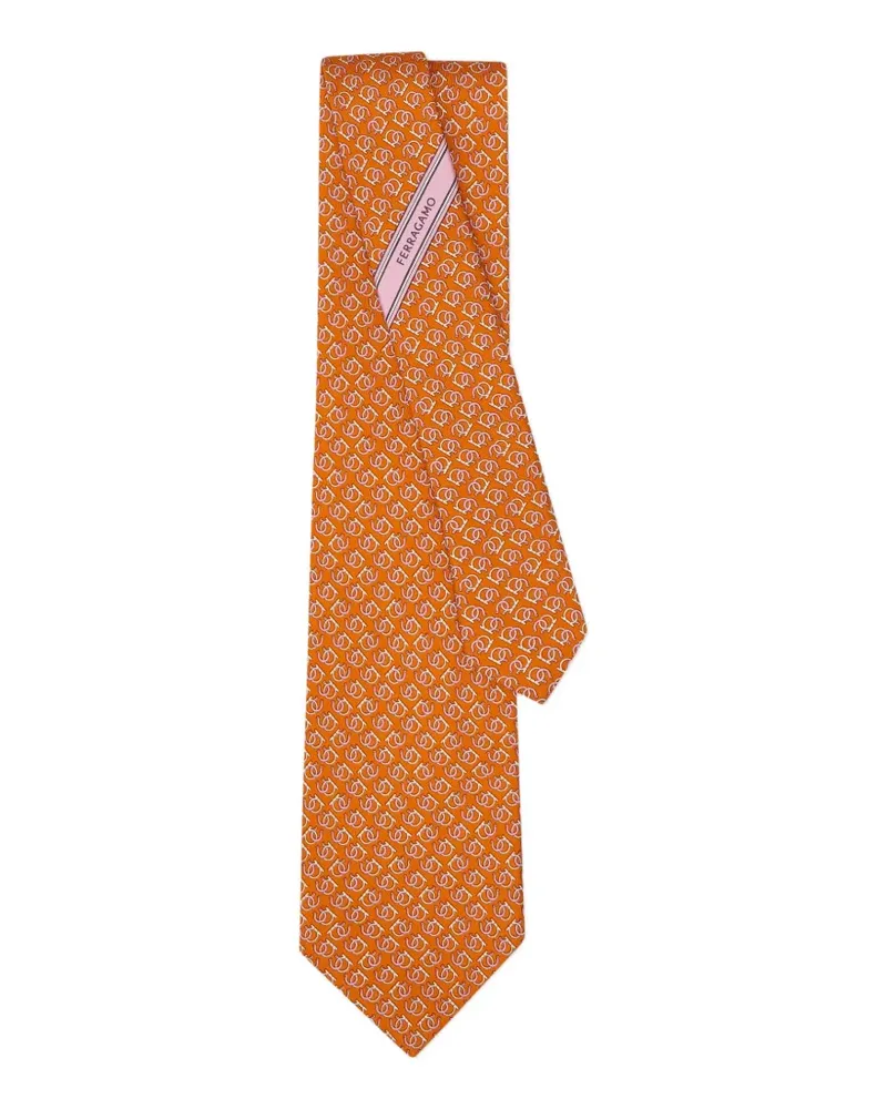 Ferragamo Good Luck Seidenkrawatte mit Print - Orange Orange