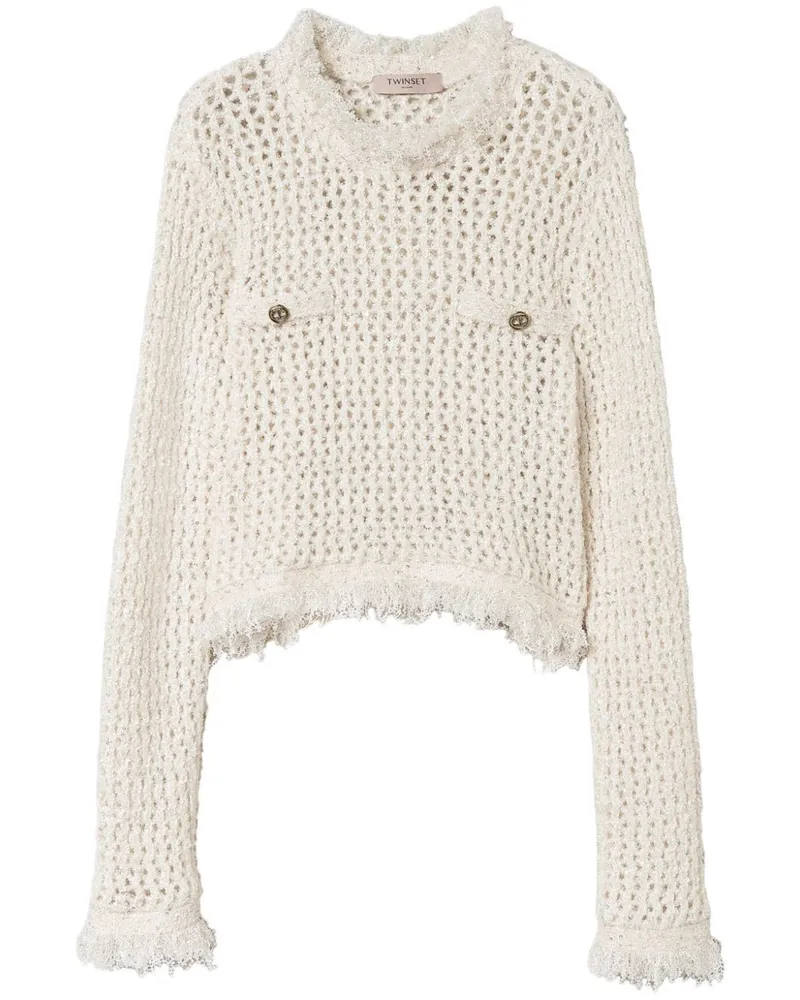 Twin-Set Mesh-Pullover mit Jacquardmuster - Nude Nude