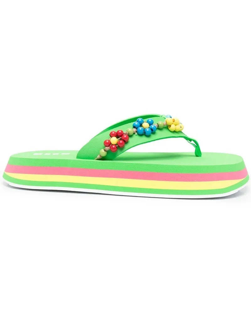 MSGM Flip-Flops mit Perlen Grün