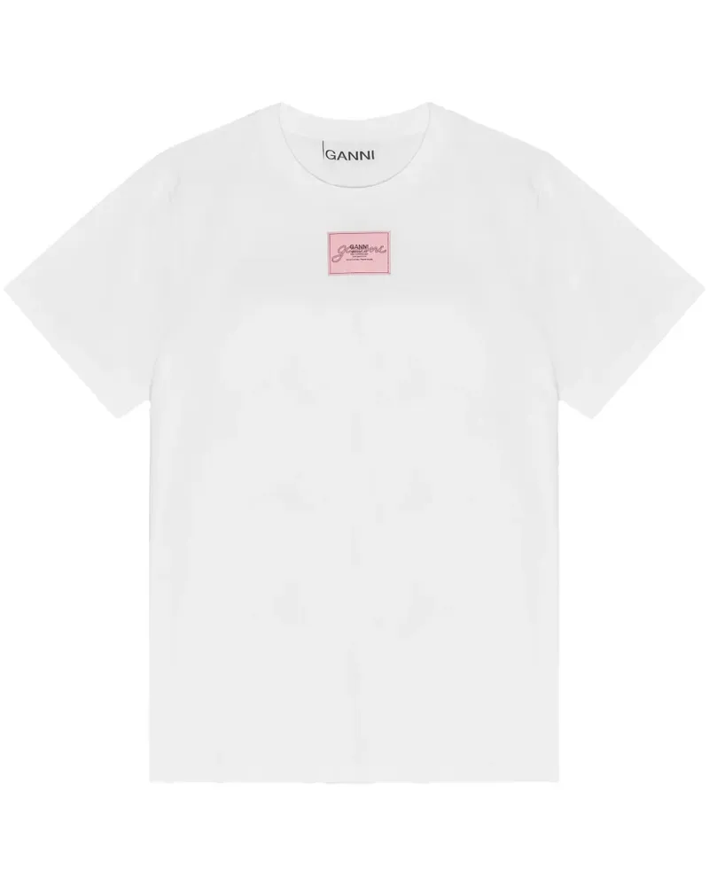 Ganni T-Shirt mit grafischem Print - Weiß Weiß