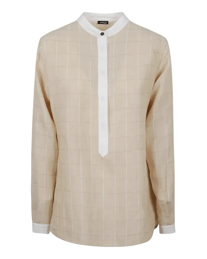 Kiton check-pattern linen shirt - Nude Nude