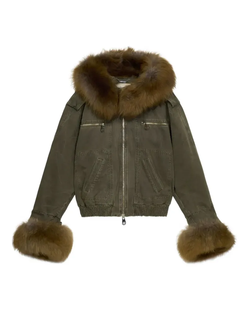 Blumarine Bomberjacke mit Pelzbesatz - Grün Grün