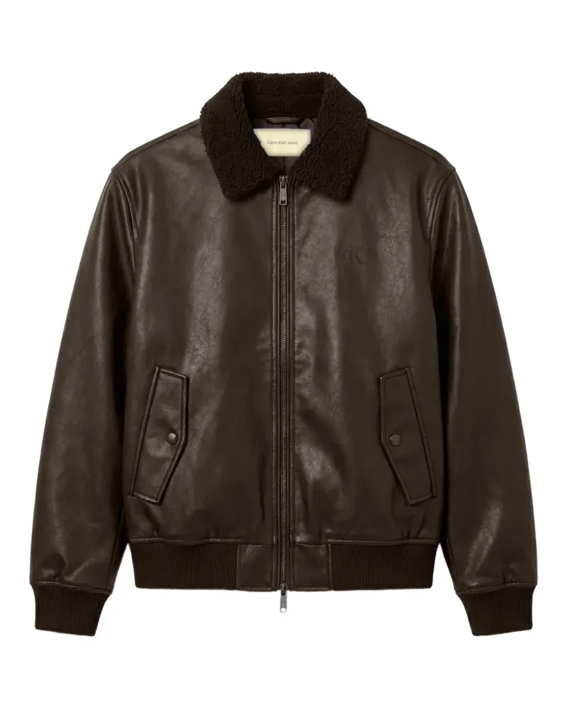 Calvin Klein shearling-collar faux-leather jacket - Schwarz Schwarz