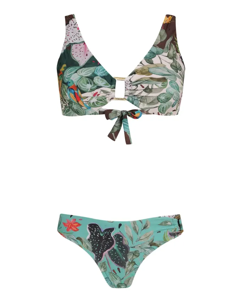Amir Slama Bikini mit tropischem Print - Grün Grün