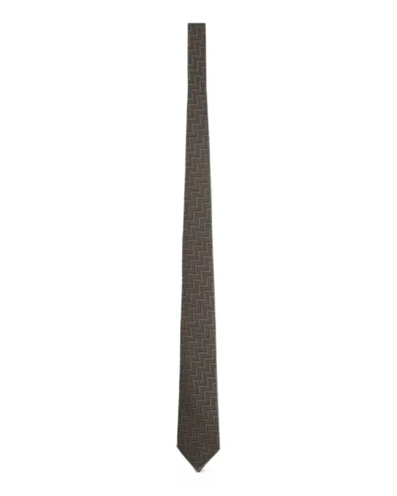 Giorgio Armani Seidenkrawatte mit Zickzackmuster - Braun Braun