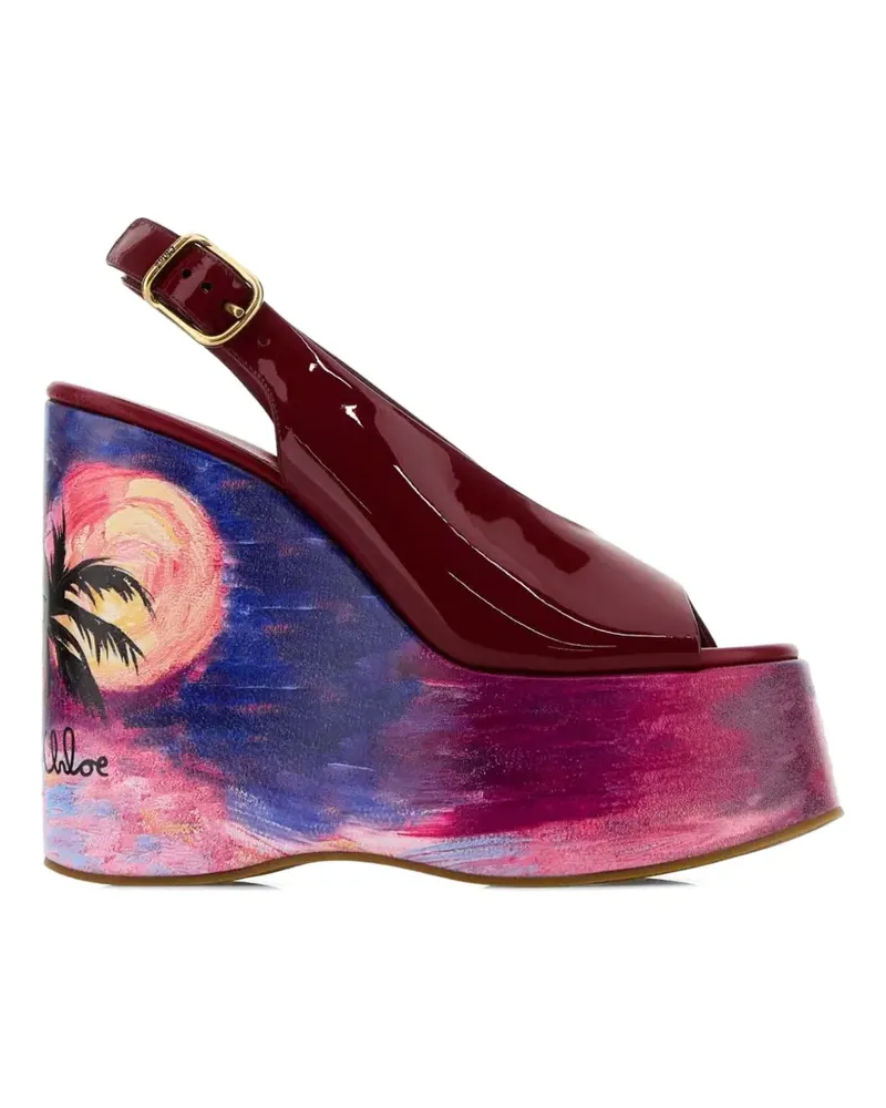 Chloé Maxime Wedge-Pumps mit Sonnenuntergangs-Print - Rot Rot