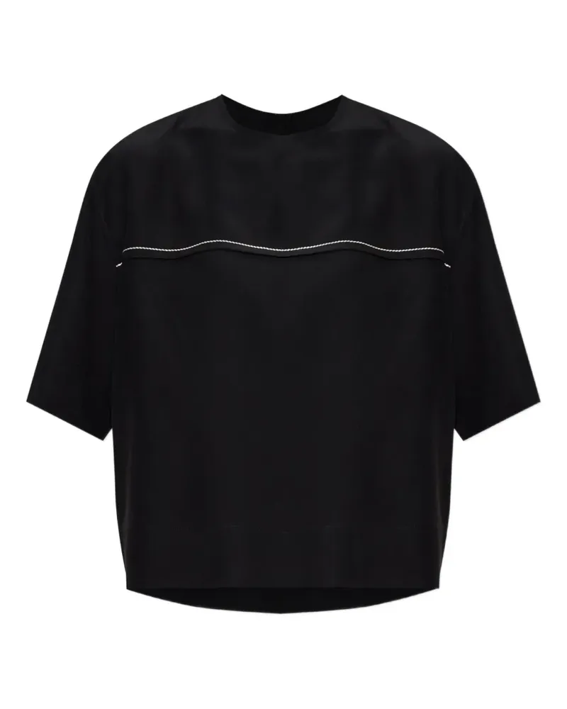 Marni contrast-stitch silk T-shirt - Schwarz Schwarz