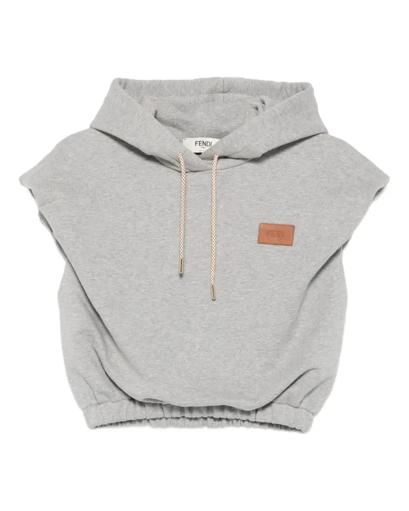 Fendi logo-patch sleeveless hoodie - Grau Grau