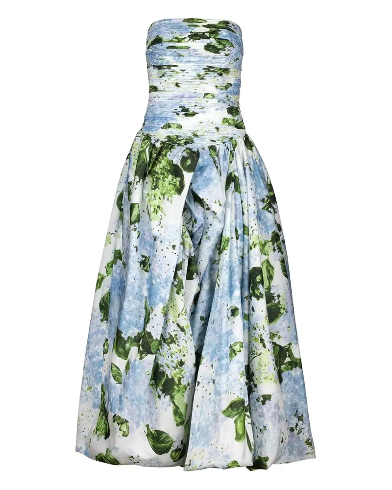 Aje. Behold floral-print strapless dress - Blau Blau