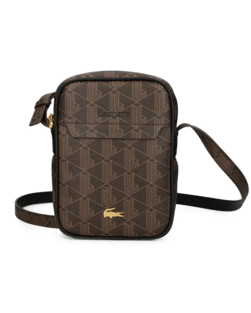 Lacoste Blend Slimline Umhängetasche mit Monogramm-Print - Braun Braun