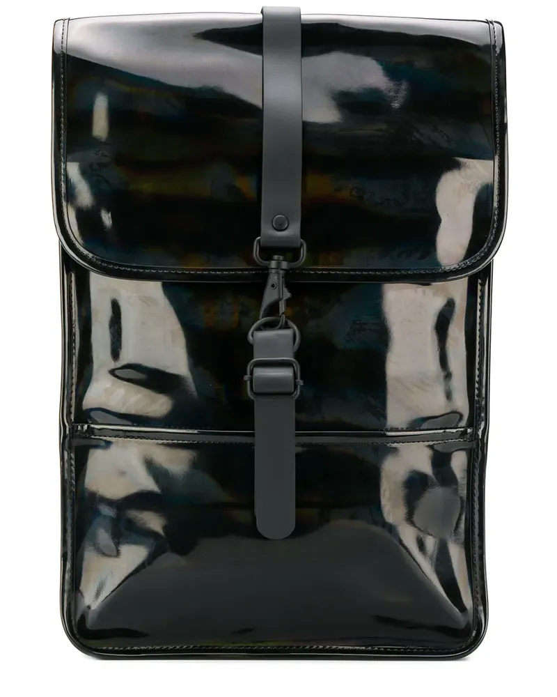 RAINS Rucksack mit Glanzeffekt - Schwarz Schwarz