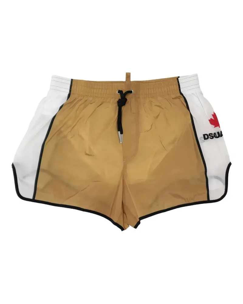 Dsquared2 Kordelzug-Badeshorts mit Einsätzen - Braun Braun