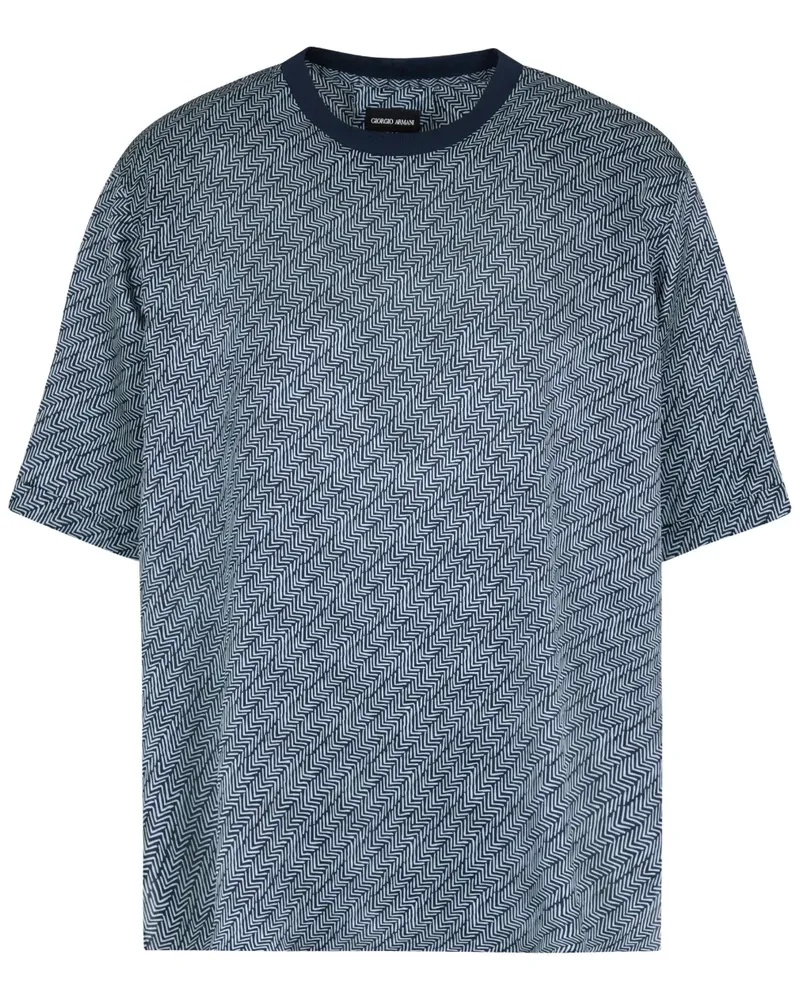 Giorgio Armani T-Shirt mit Zickzackmuster - Schwarz Schwarz