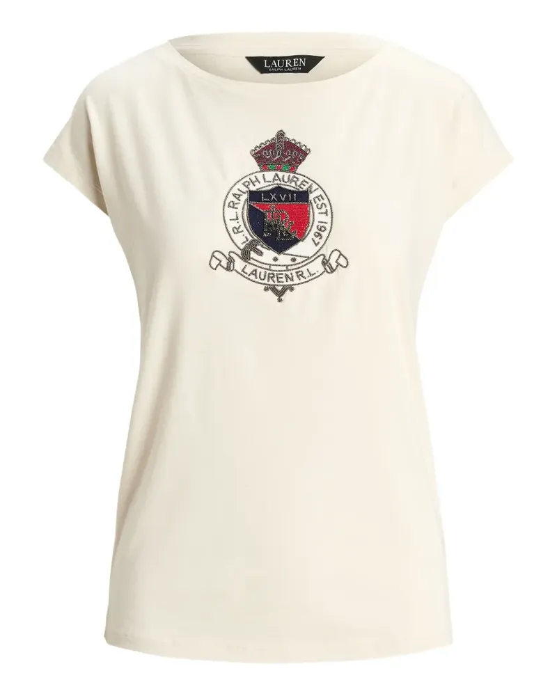 Ralph Lauren crest-patch cap-sleeve T-shirt - Nude Nude