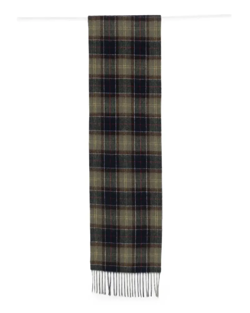 Barbour tartan-check fringed scarf set - Grün Grün
