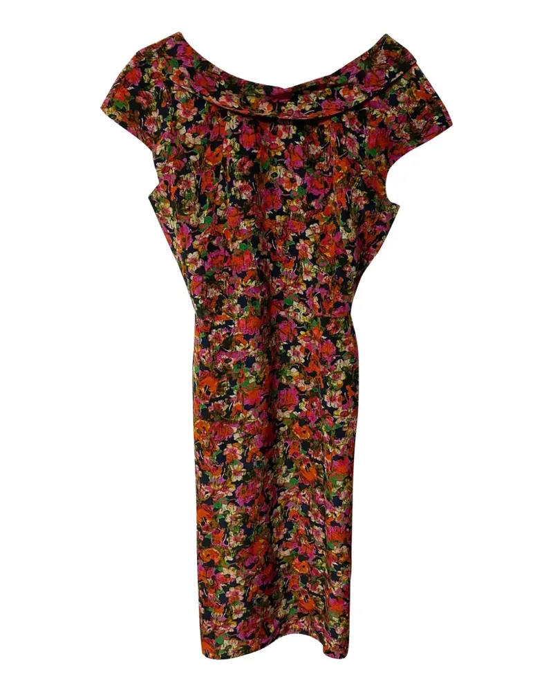 Erdem floral-print belted mini dress - Schwarz Schwarz