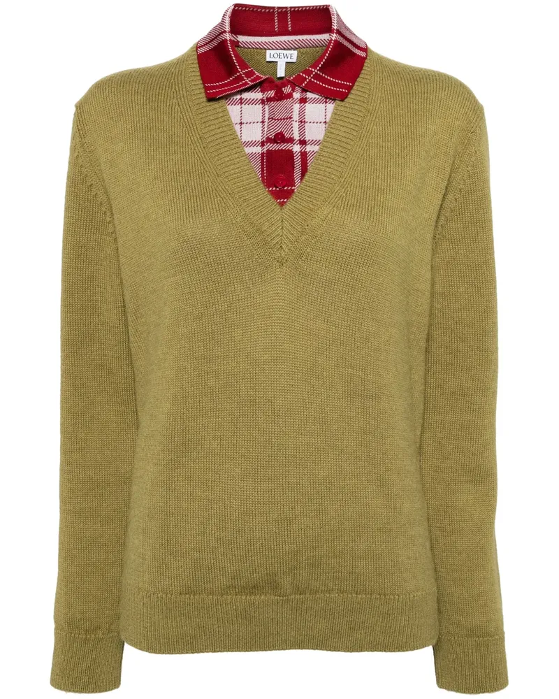 Loewe Strickpullover im Layering-Look - Grün Grün
