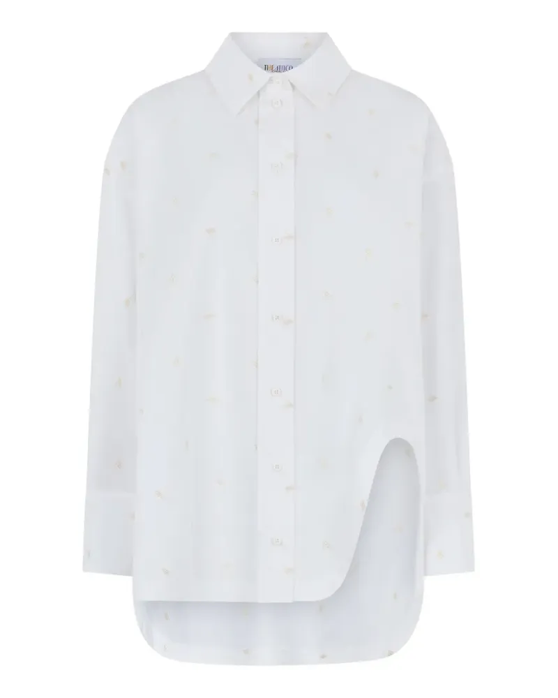 ATTICO embroidered asymmetric-hem shirt - Weiß Weiß