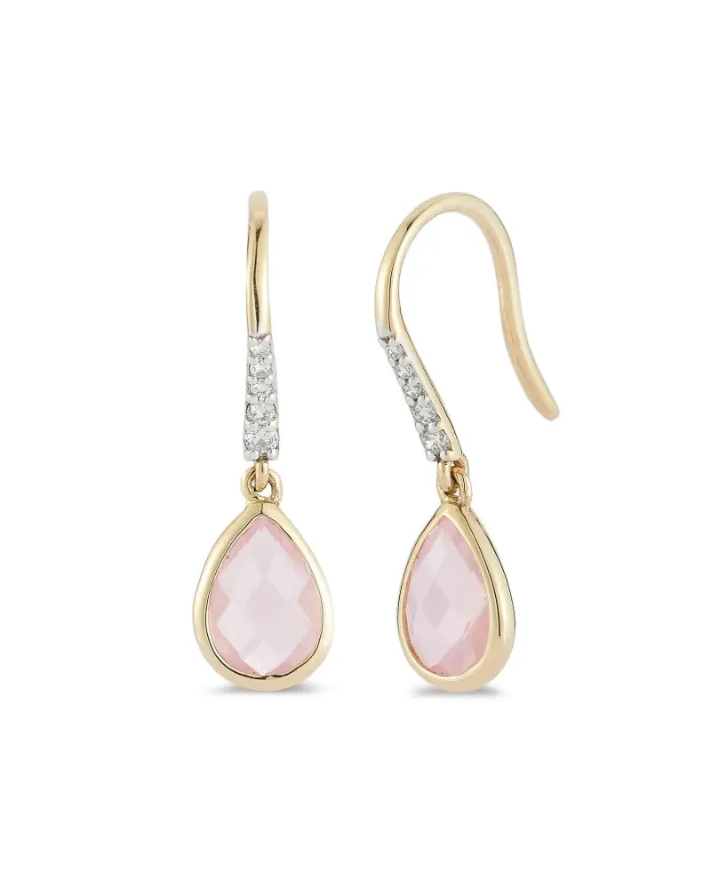 MATEO 14kt Gelbgold-Hängeohrring mit Diamant Gold