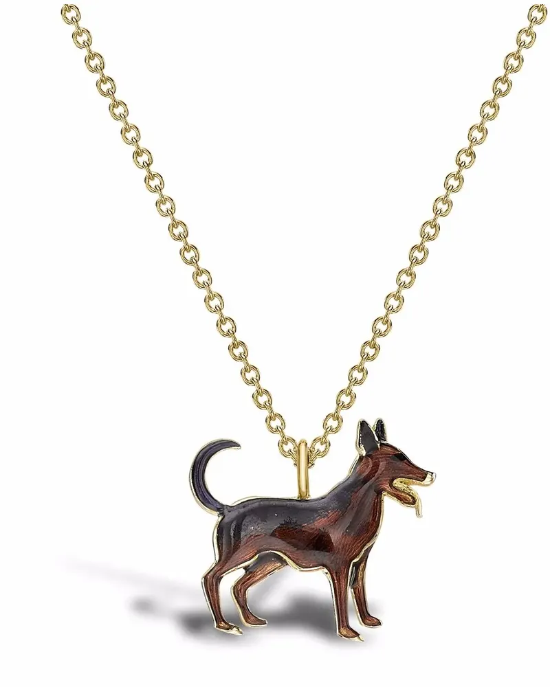Pragnell 18kt Gelbgoldhalskette mit Hundeanhänger Gold