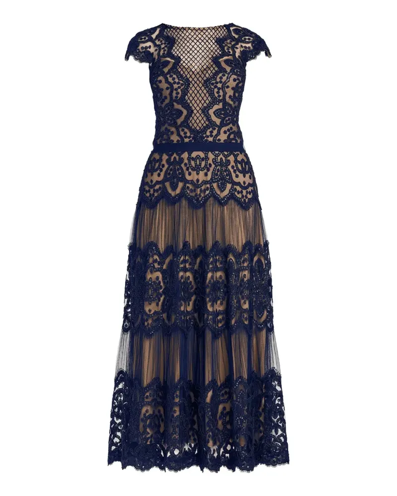 Tadashi Shoji Elzy Pailletten-Midikleid mit Spitzeneinsatz - Blau Blau