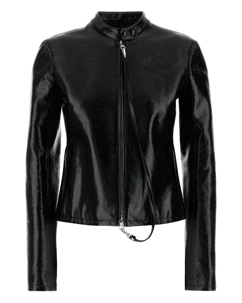 Courrèges City Jacke in Vinyl-Optik - Schwarz Schwarz
